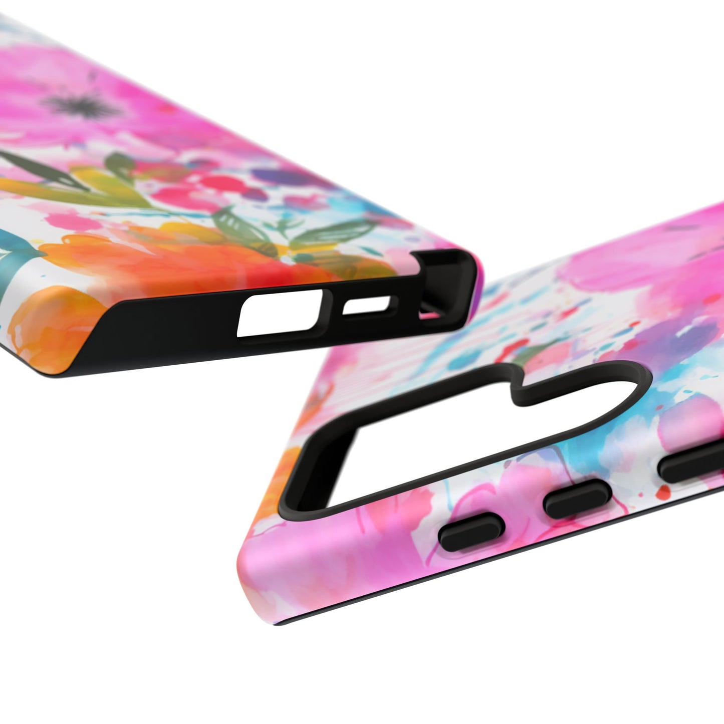 Color Splash Pink & Orange Watercolor Floral - Samsung Galaxy Case