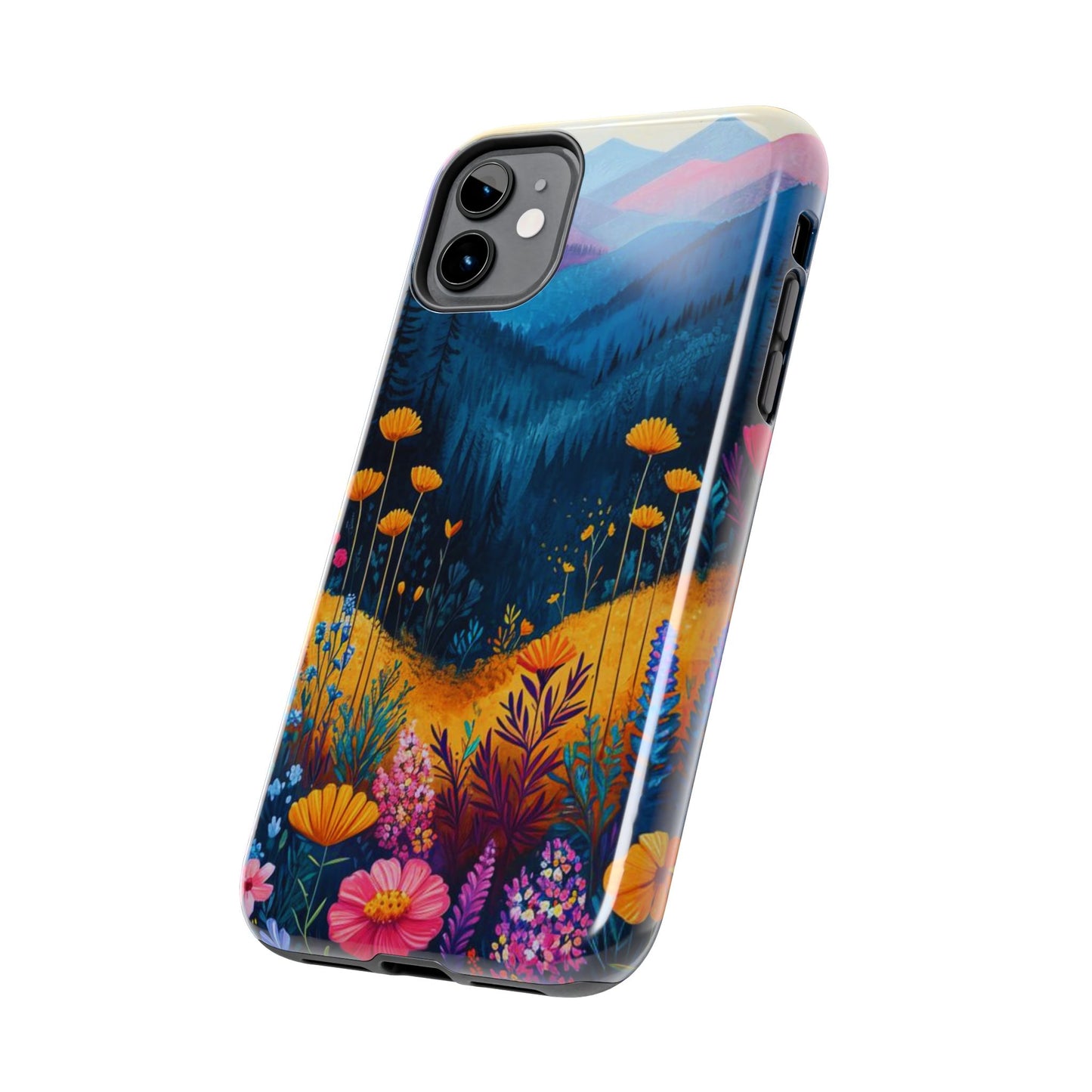 Vibrant Wildflower Mountain iPhone Case – Bold Nature Art, Dual - Layer Protection" - BOGO Cases