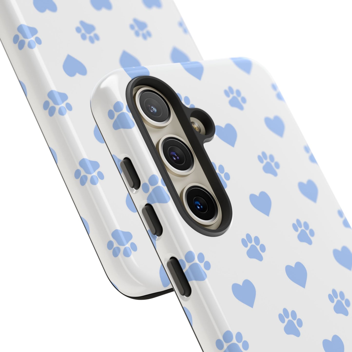 Samsung Galaxy Case - Blue Paw Print & Heart Design