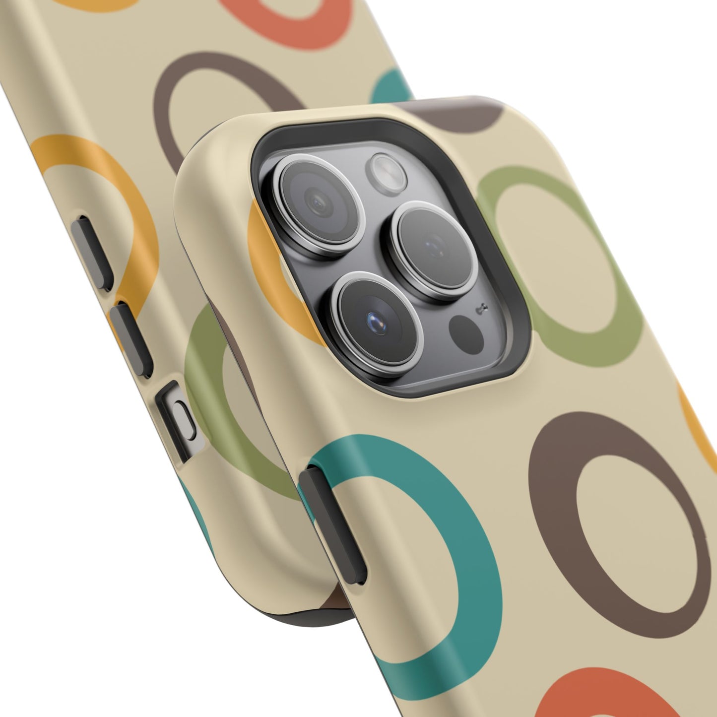 Retro Colorful Rings MagSafe iPhone Case – Shockproof, Matte Finish, Dual-Layer Protection