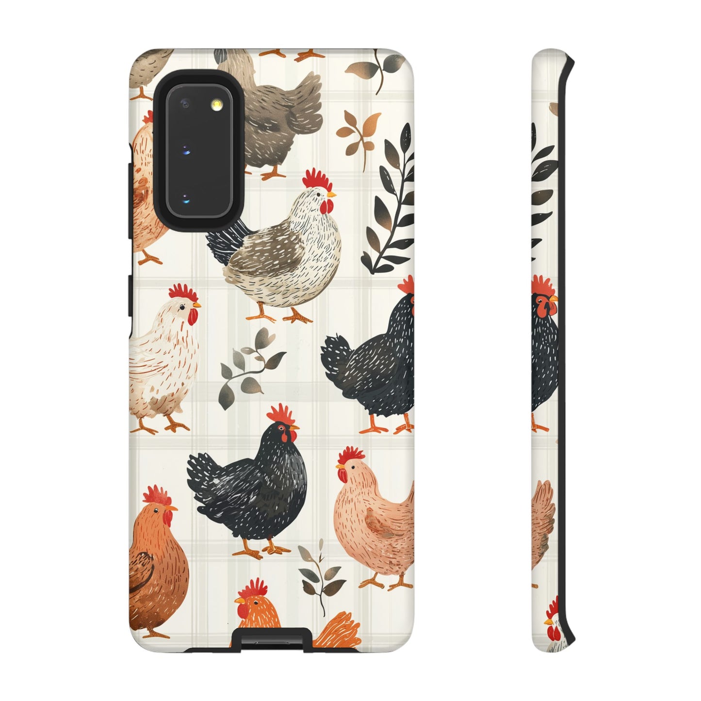 Samsung Galaxy Case: Vintage Chicken & Leaves – Farmhouse Style Case