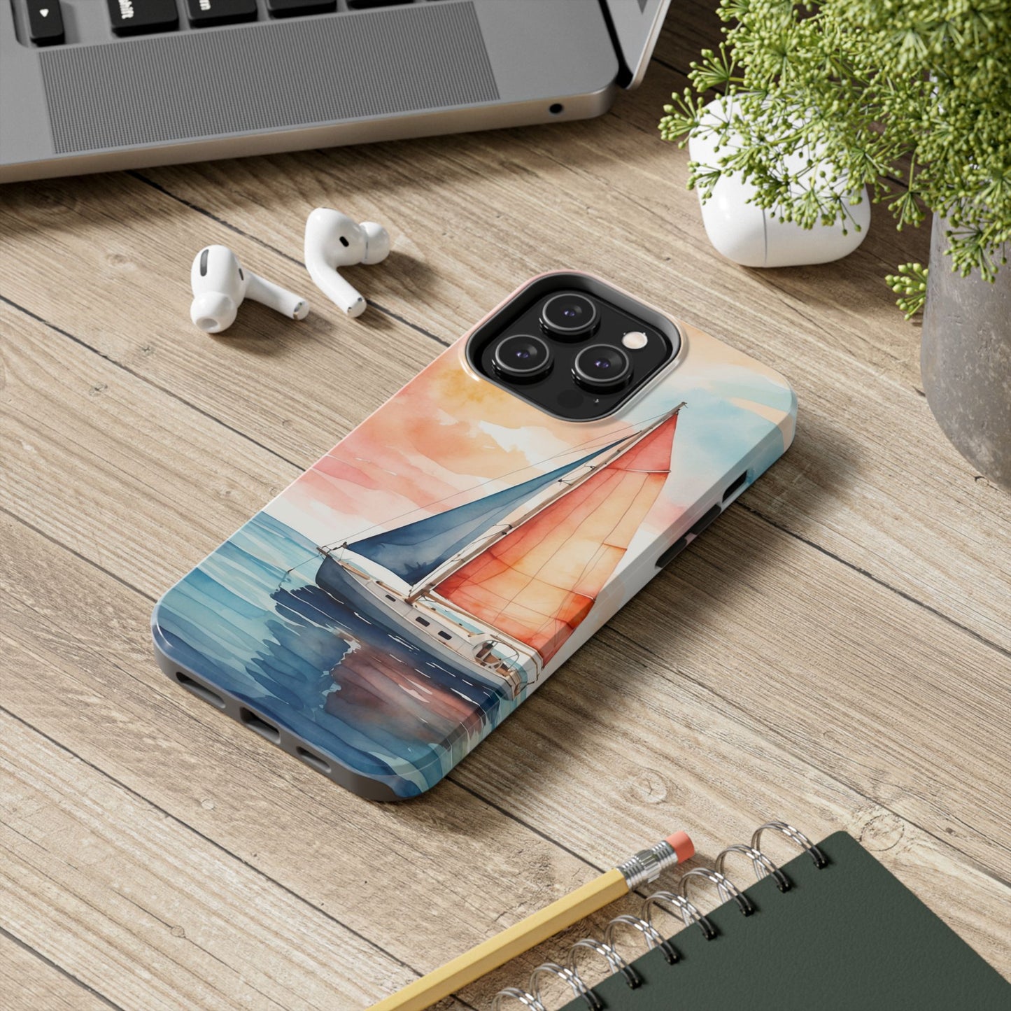 Sunset Sail iPhone Case – Watercolor Sailboat and Sky Design - BOGO Cases