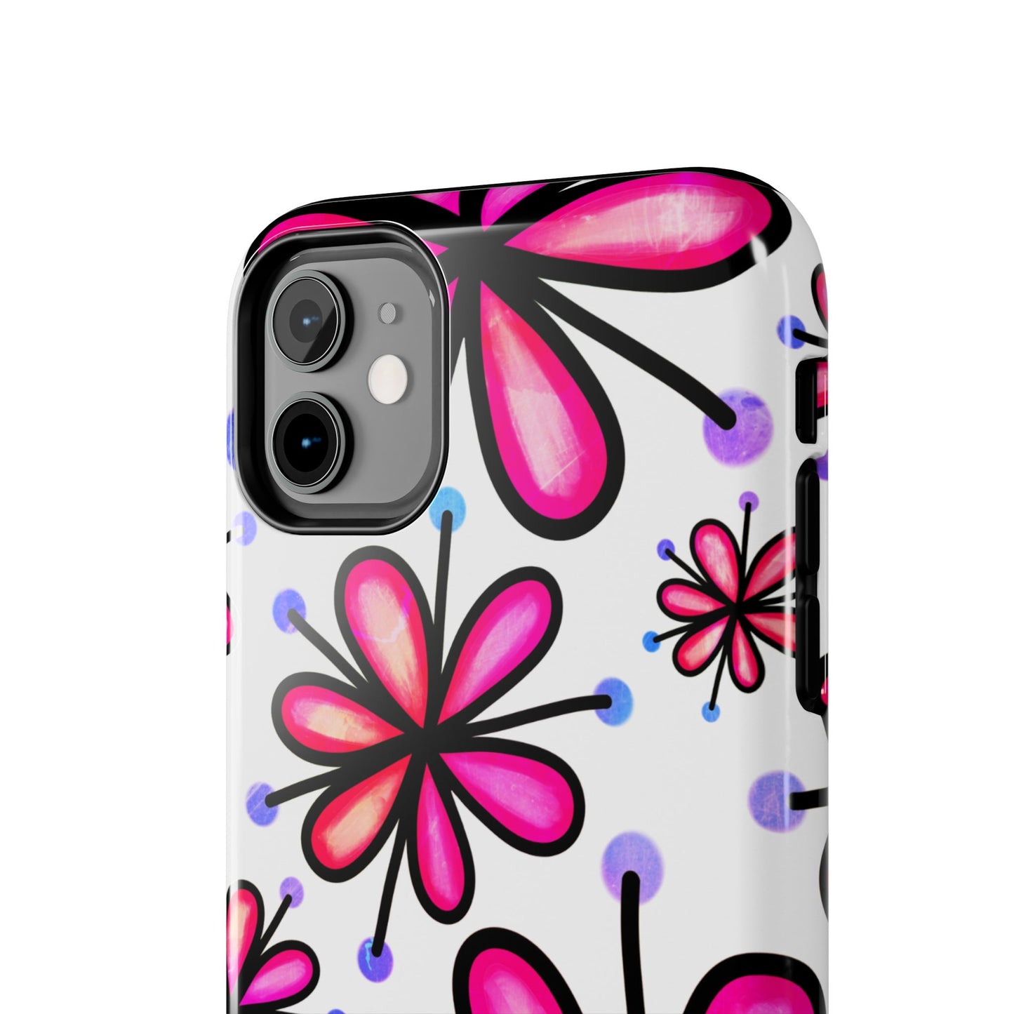 Pink Retro Bloom iPhone Case – Ultra-Slim Design, Glossy Finish