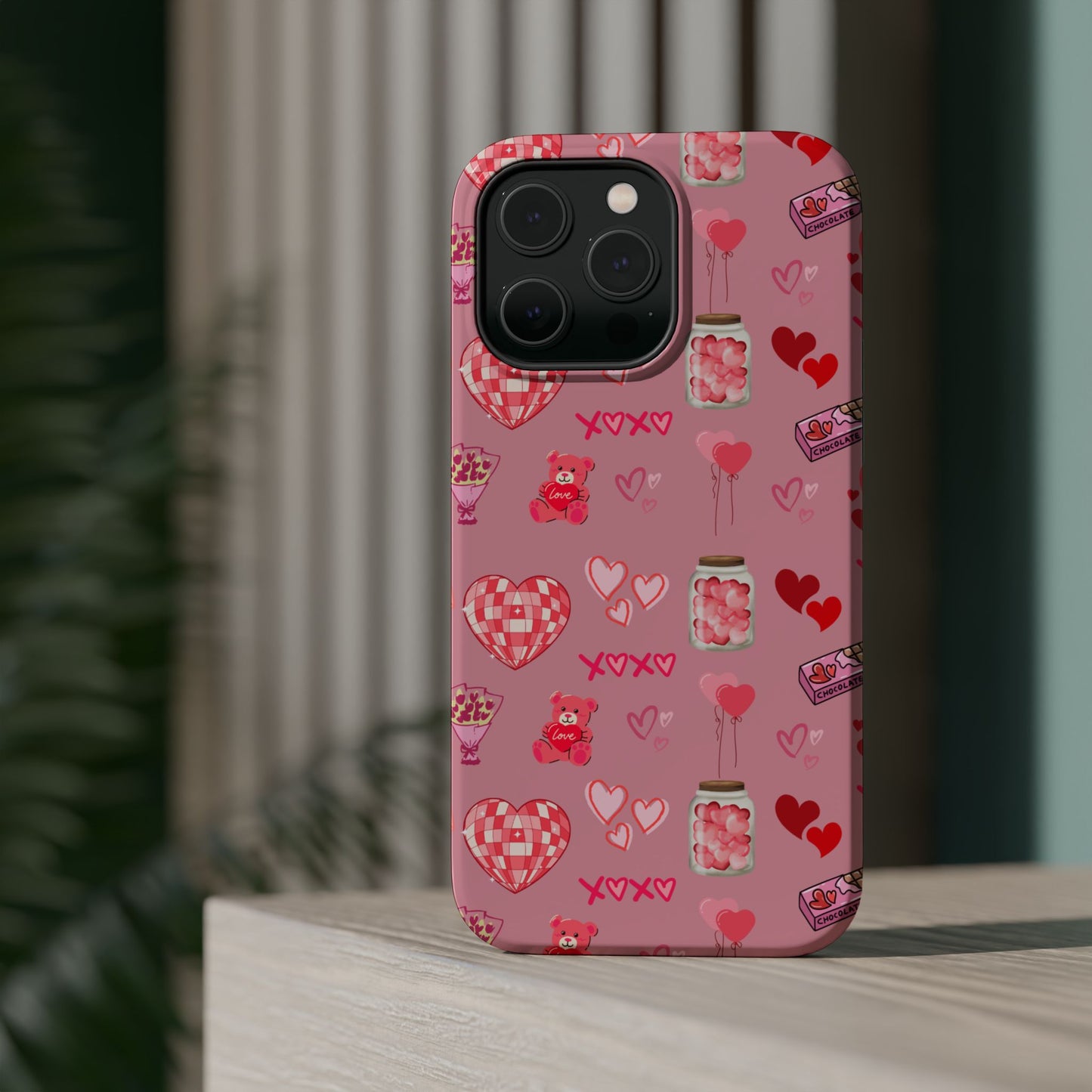 Pink Valentine Love Collage – MagSafe-Compatible iPhone Case