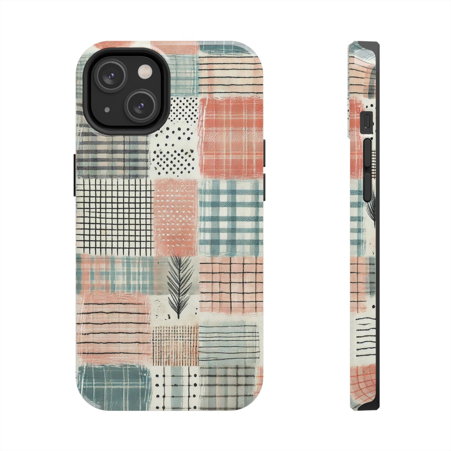 Geometric Patchwork iPhone Case - Modern Minimalist Design, Protective Cover - BOGO Cases