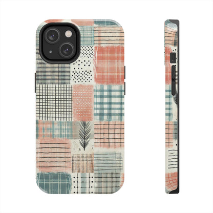 Geometric Patchwork iPhone Case - Modern Minimalist Design, Protective Cover - BOGO Cases