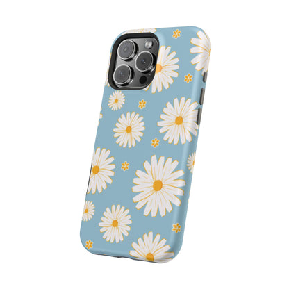 Bright Daisy MagSafe iPhone Case – Light Blue Background, Shockproof and Slim Design