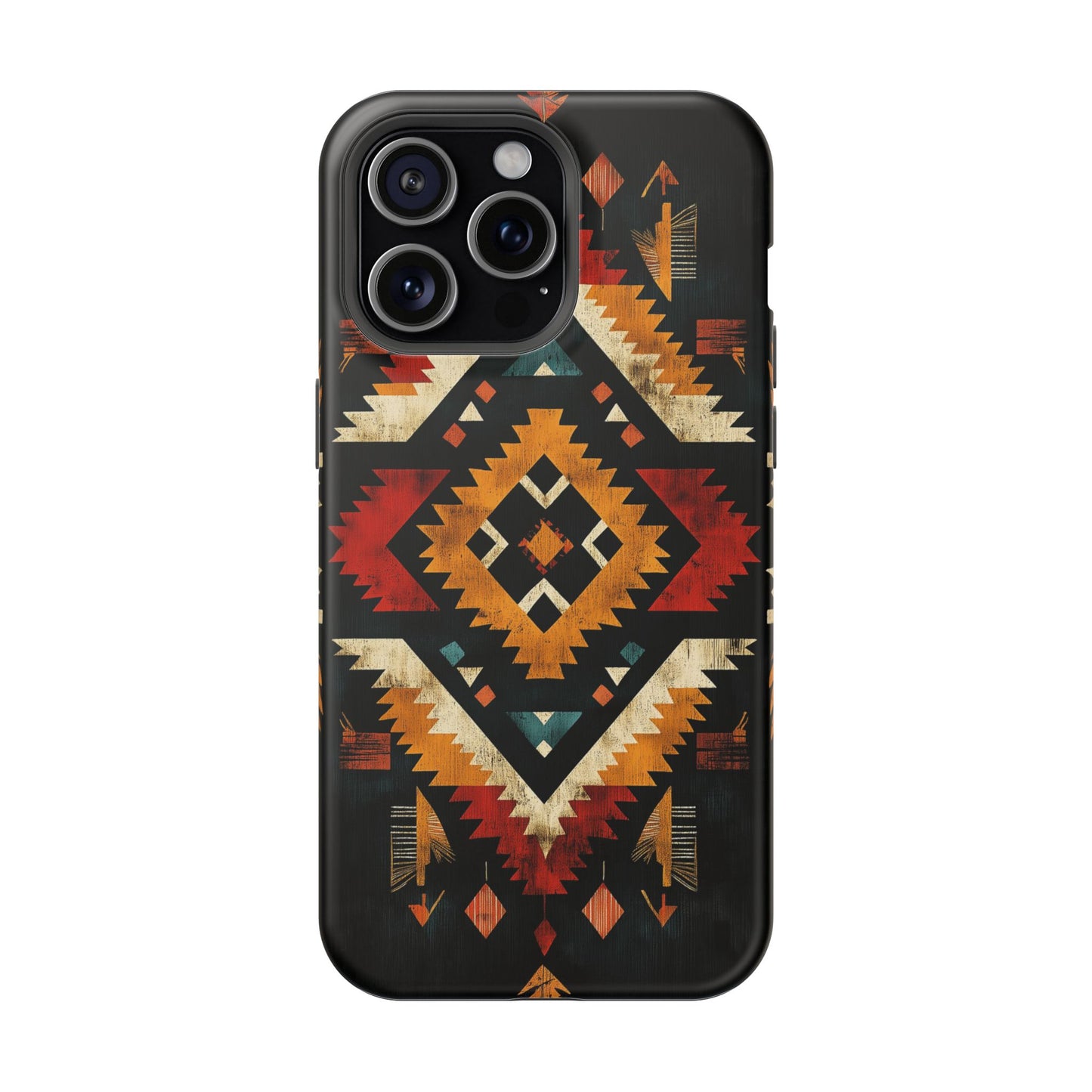 Southwestern Tribal Diamond Tough MagSafe iPhone Case – Bold Geometric Pattern, Dual-Layer Protection