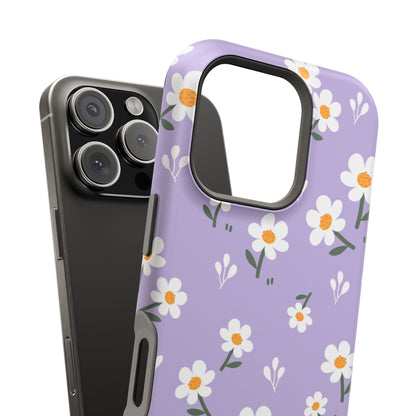 Purple Daisy Garden MagSafe  iPhone Case – Soft Lavender Background, Shockproof Protection with Slim Fit