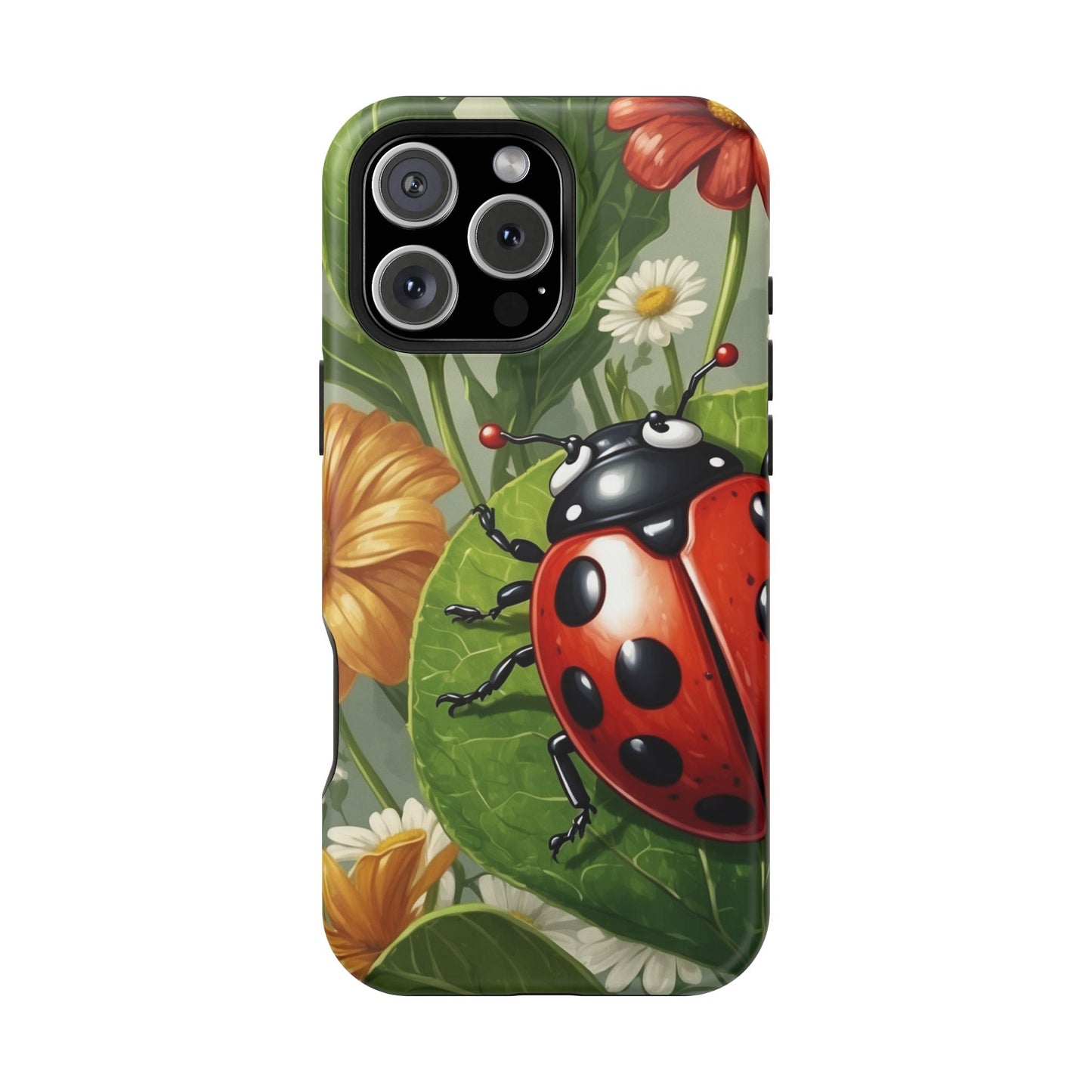 Ladybug Garden MagSafe iPhone Case – Whimsical Floral Design