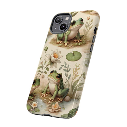 Cute Frogs Phone Case - Pond Pals Frolic - Charming Frog Lily Pad Phone Case for iPhone, Google & Samsung! Great Gift For Any Frog Lover!