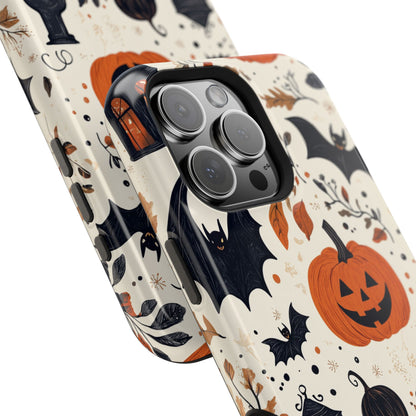 Charming Halloween MagSafe iPhone Case – Pumpkin, Bats, and Spooky Lantern Design