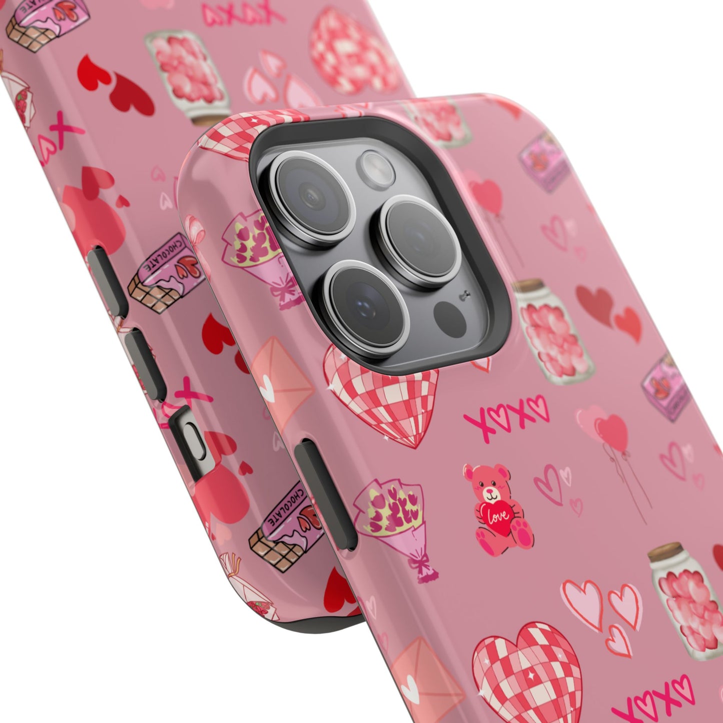 Pink Valentine Love Collage – MagSafe-Compatible iPhone Case