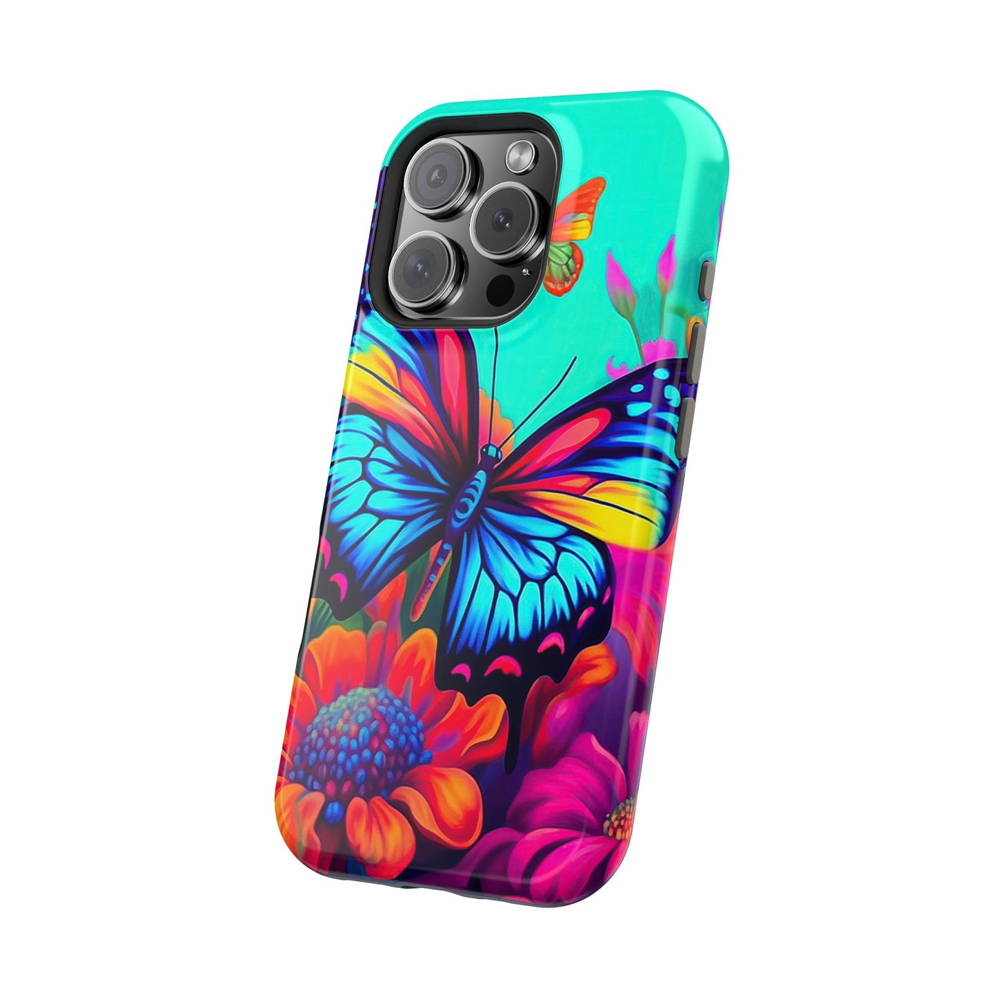 Vivid Butterfly & Floral Burst - MagSafe iPhone Case