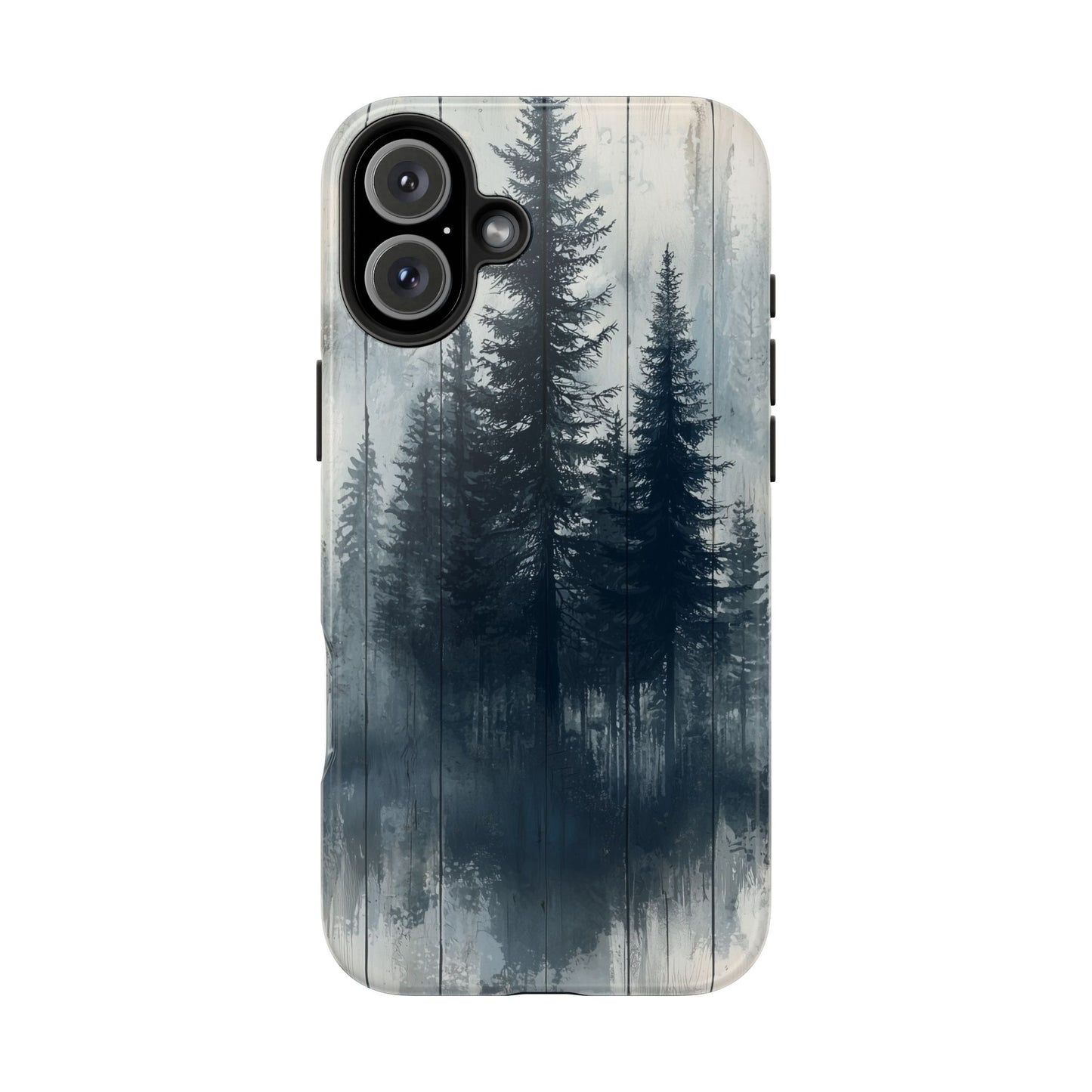 Rustic Pine Forest iPhone Case - Blue Toned Woodland Country Design