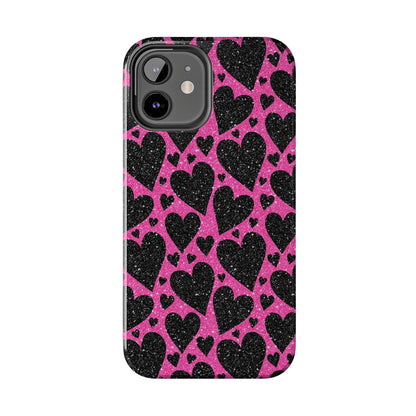 Pink Glitter Hearts iPhone Case