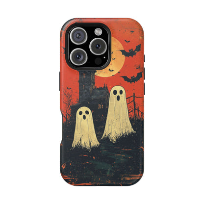 Haunted House & Ghosts MagSafe iPhone Case – Spooky Halloween Full Moon Design