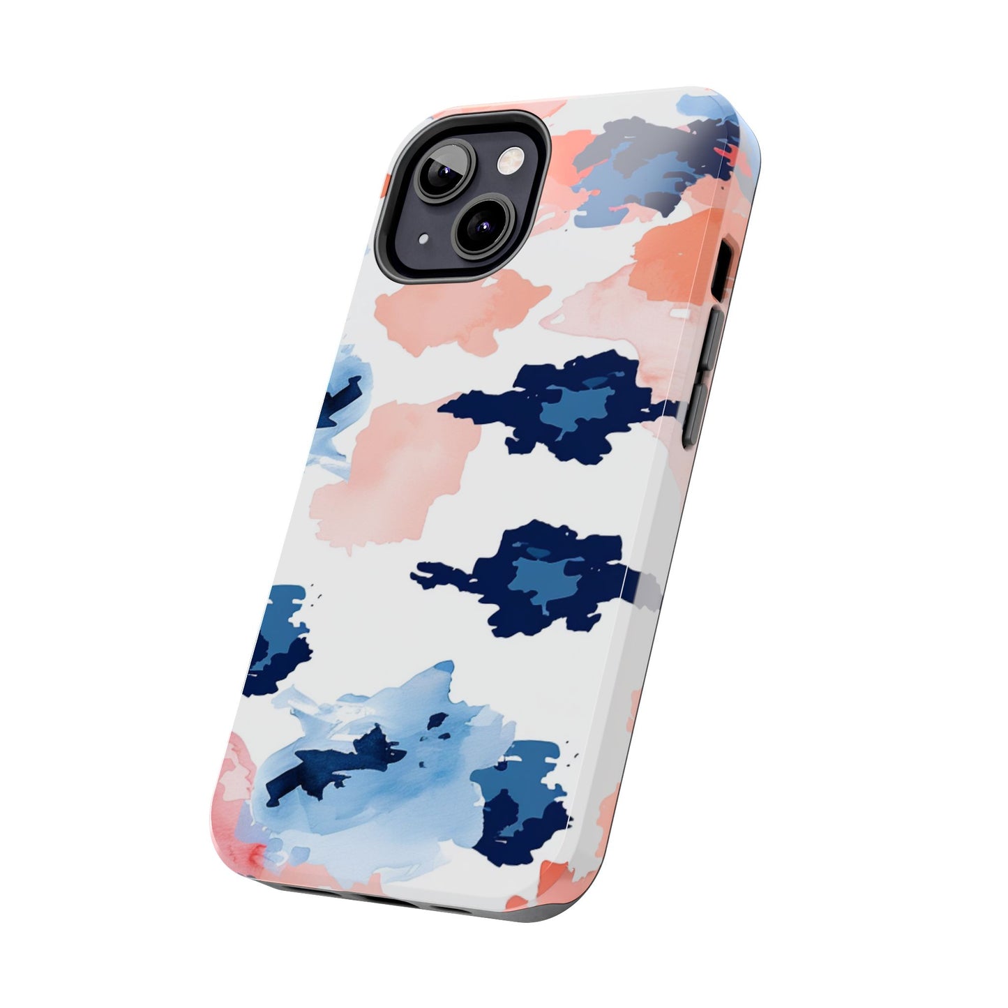 Abstract Coral & Navy Watercolor Design – iPhone Case