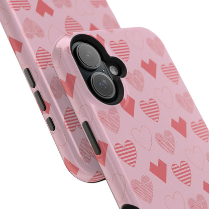 Striped Hearts MagSafe iPhone Case