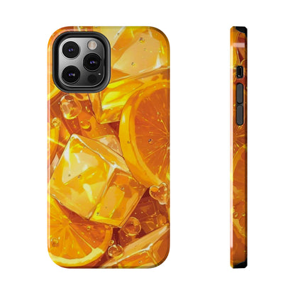 Citrus Splash iPhone Case – Bright Orange Slices & Ice, Dual-Layer Protection