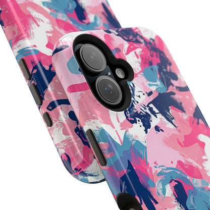 Vibrant Pink & Navy Abstract Splash – MagSafe iPhone Case