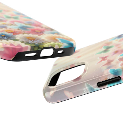 Butterfly Flower Garden - iPhone Case - Pastel Floral Protective Cover