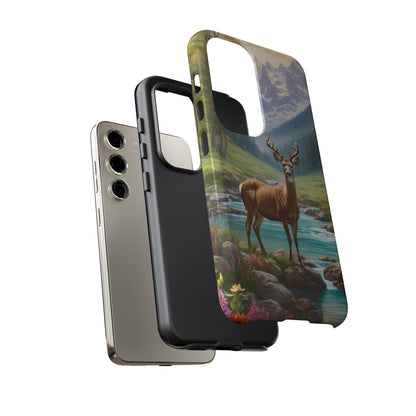 Alpine Serenity – Stag in Mountain Bliss Samsung Galaxy Phone Case