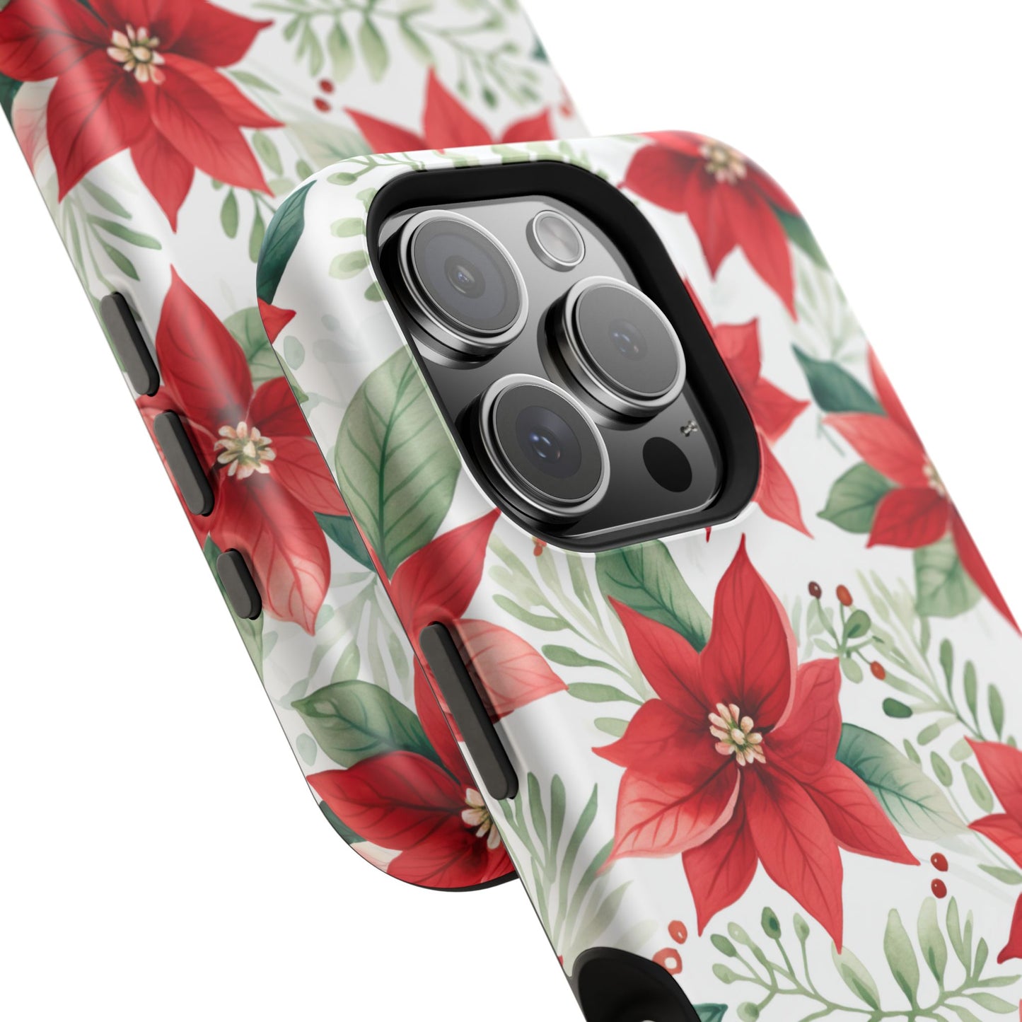 Festive Poinsettia Holiday Pattern – MagSafe iPhone Series Case