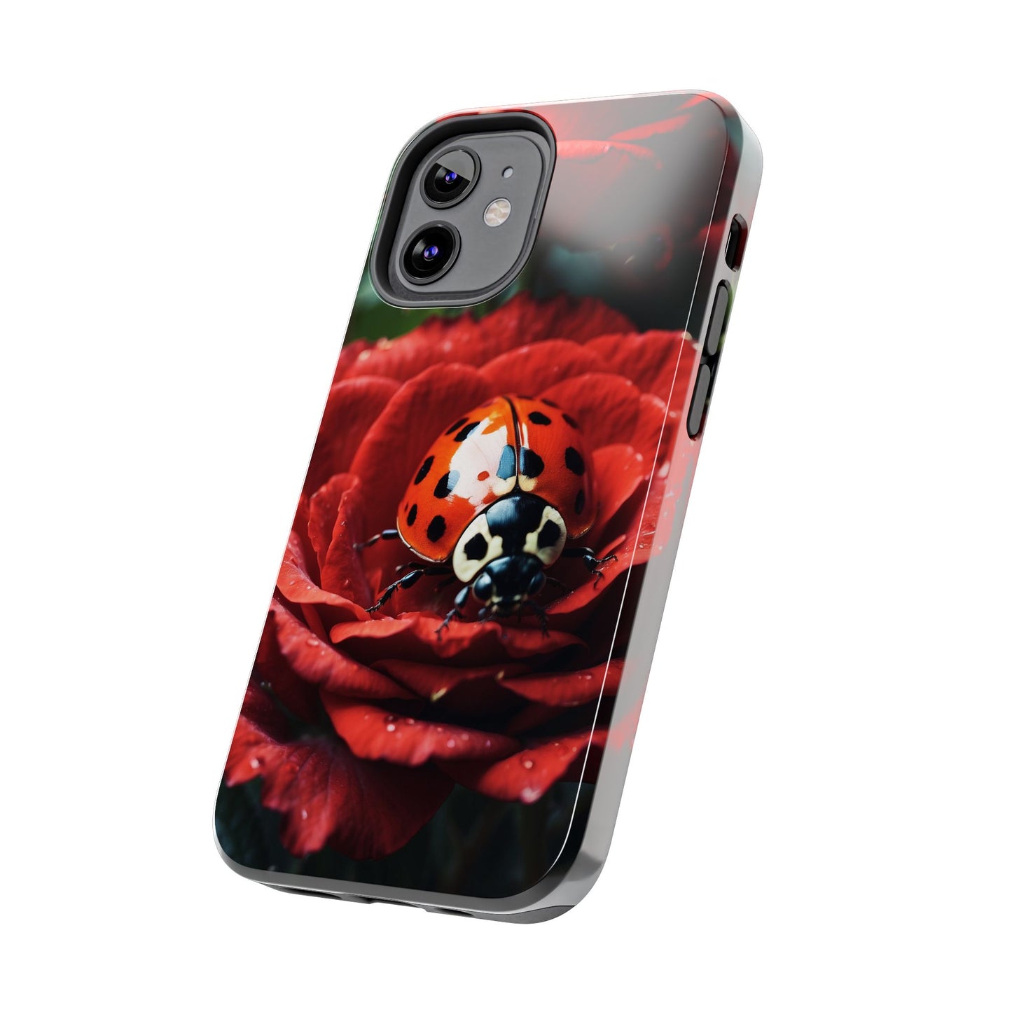 Elegant Rose & Ladybug Charm - iPhone Series Case