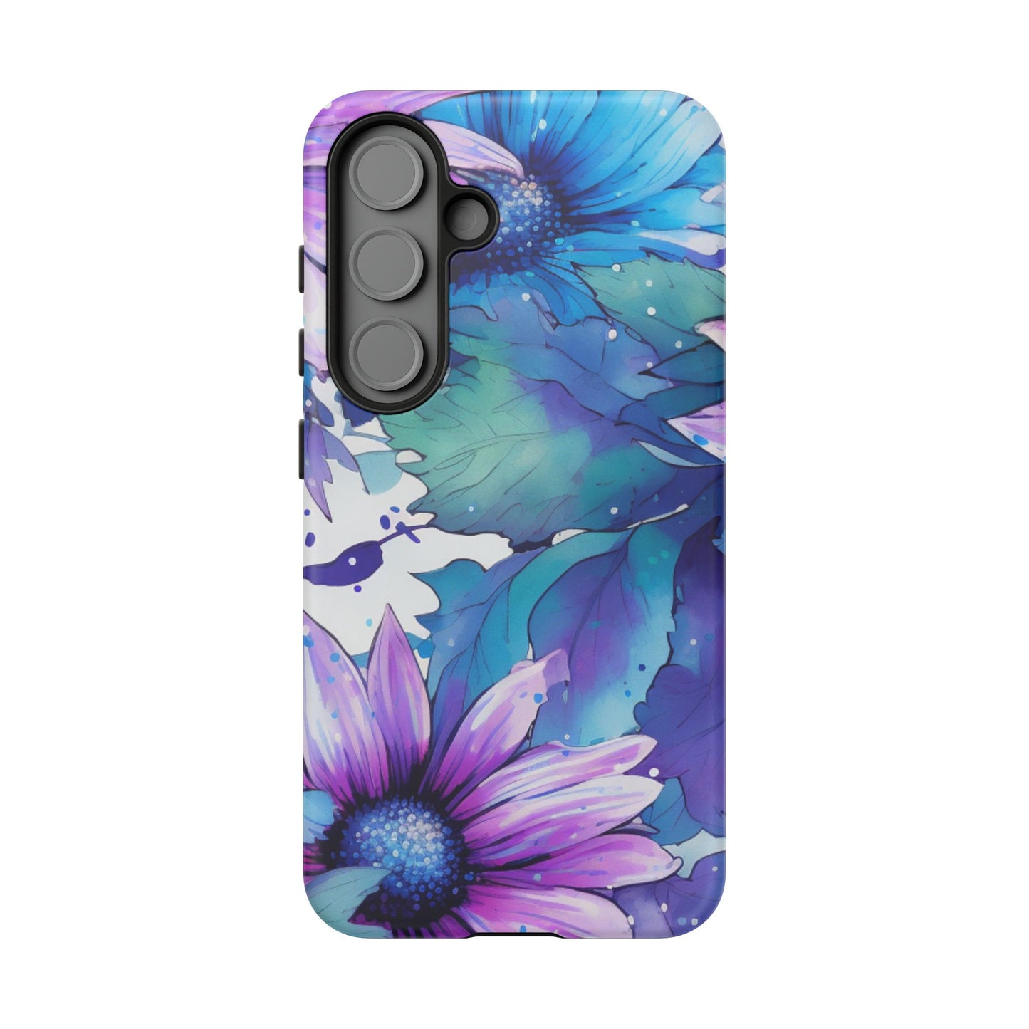 Purple & Teal Watercolor Floral Samsung Galaxy Case - Artistic Flower Design