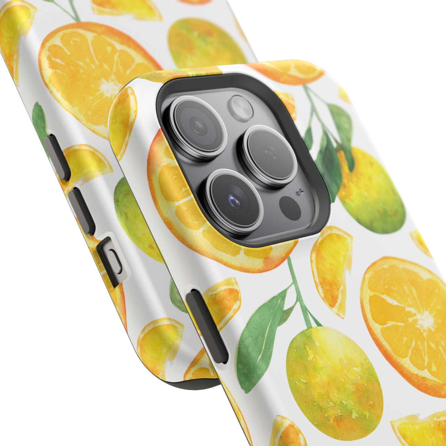 Sunny Citrus Grove Tough MagSafe iPhone Case – Watercolor Orange Design, Dual-Layer Protection