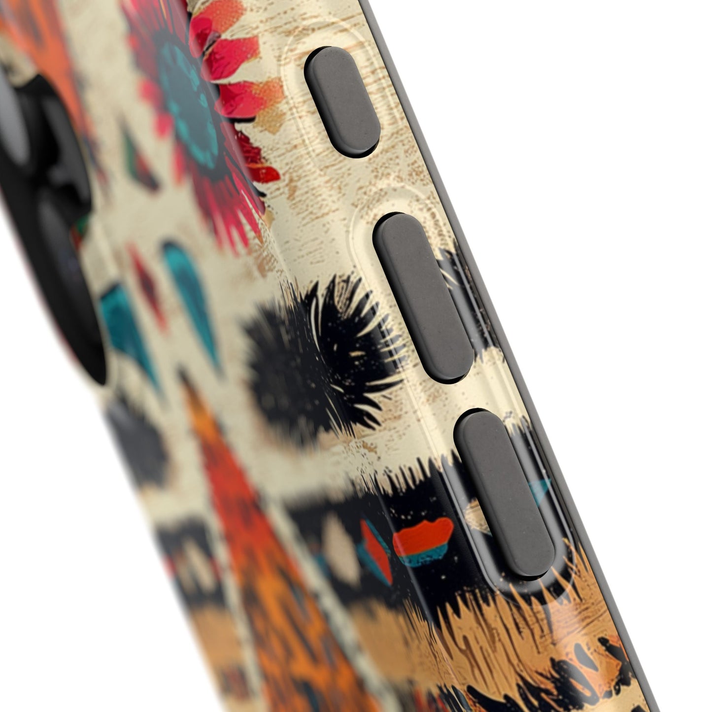 Wild Boho Leopard Print & Floral Tough MagSafe iPhone Case – Eclectic Tribal Design, Dual-Layer Protection