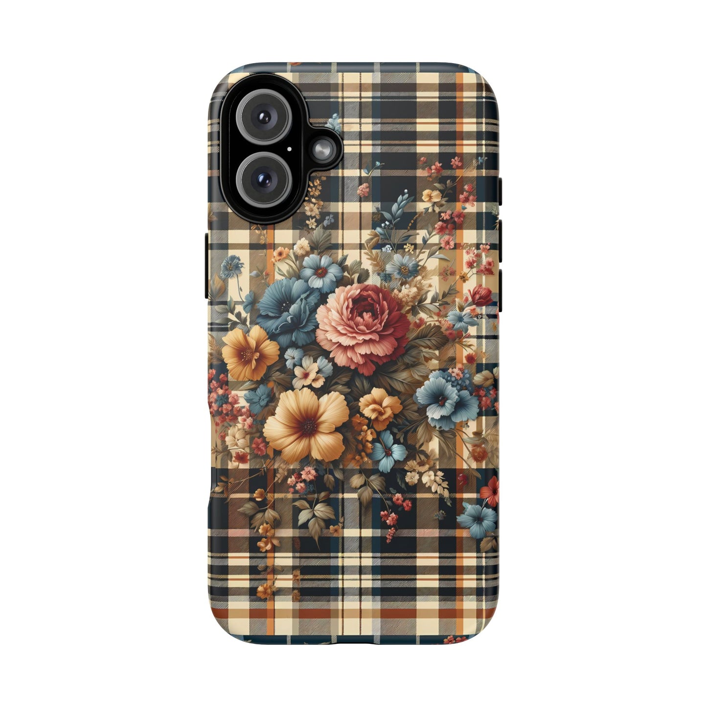 Vintage Floral Checkered Phone Case