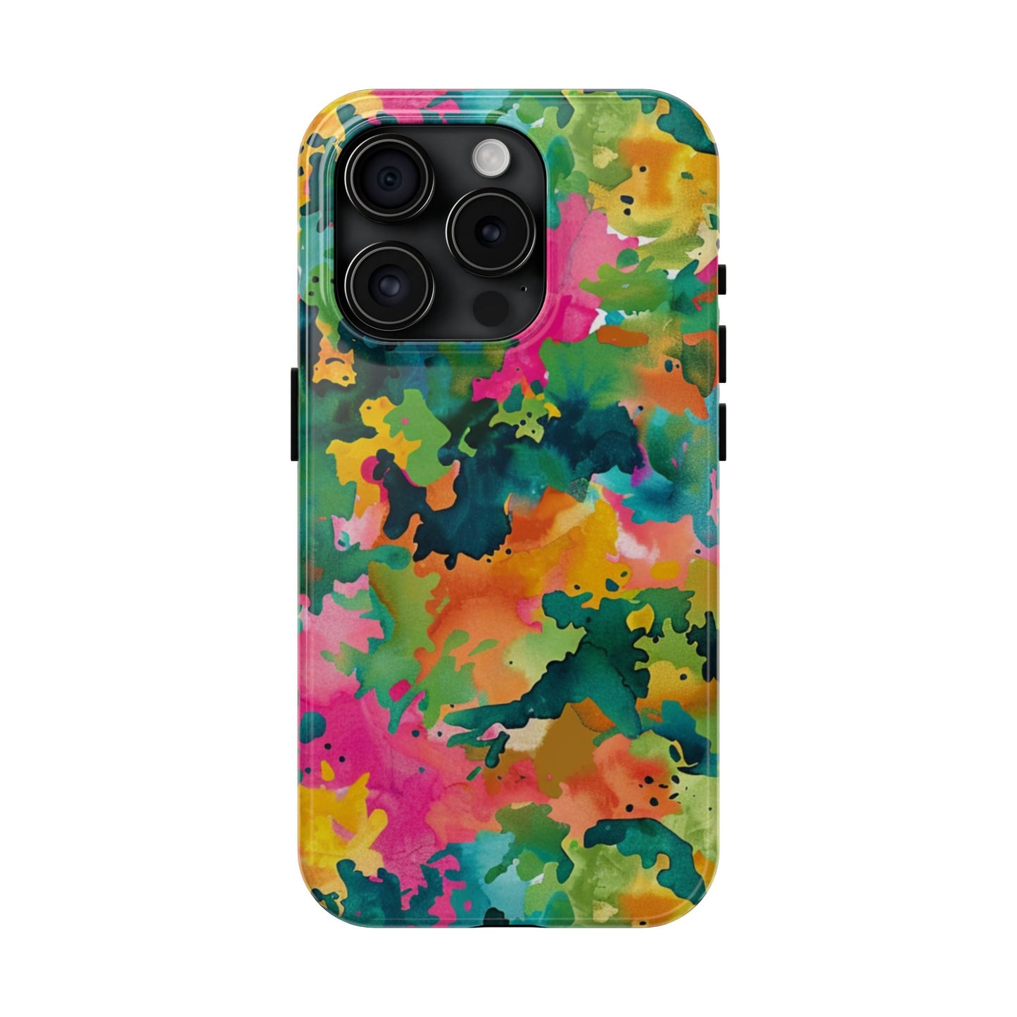 Vibrant Watercolor Splash iPhone Case – Bold Multicolor Artistic Design