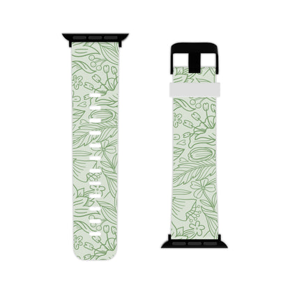  Sage Green Floral Line Art Apple Watch Band