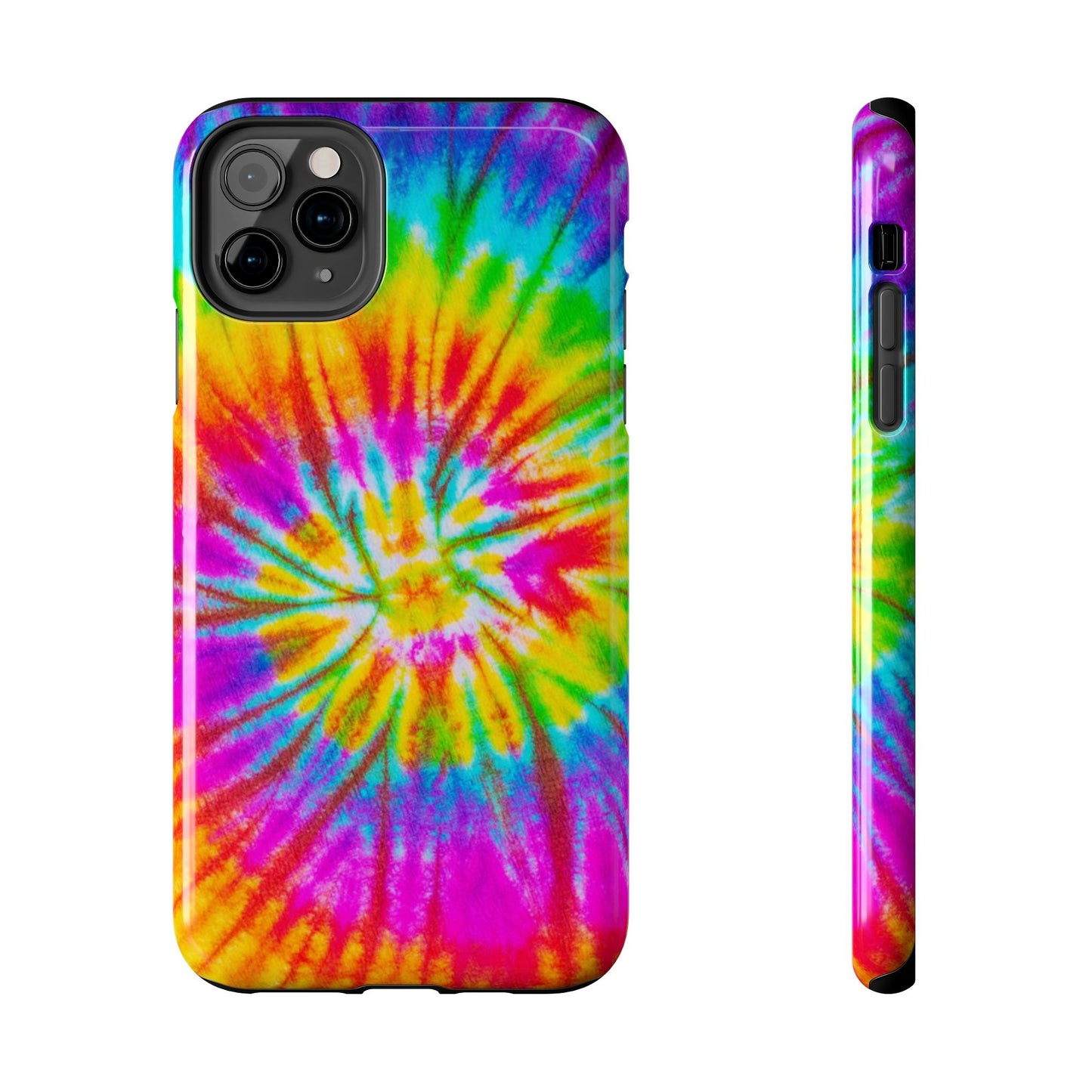 Rainbow Spiral Tie-Dye iPhone Case – Bright & Retro Design