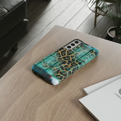 Turquoise Rustic Leopard Wood - Samsung Galaxy Series Case