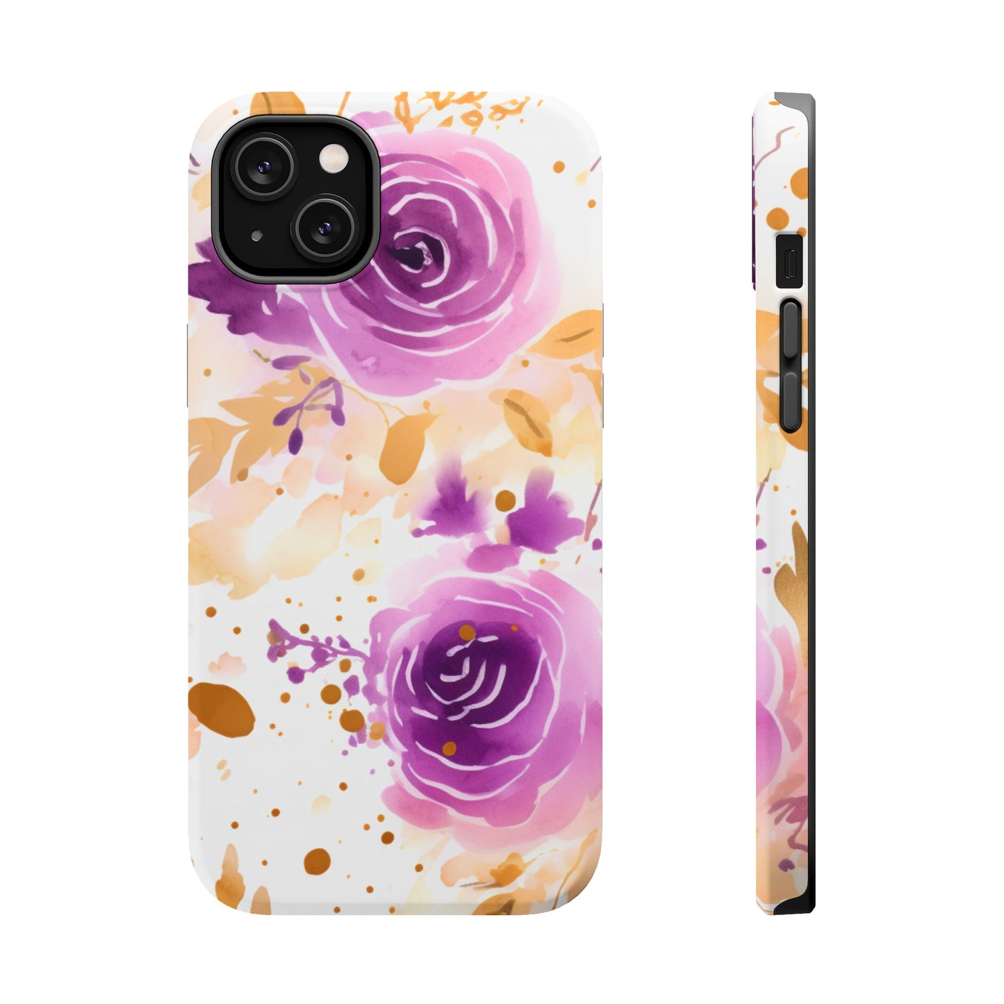 Soft Purple & Gold Floral Splash - MagSafe iPhone Series Case