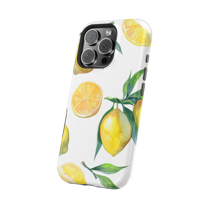 Lemon Grove Watercolor Tough MagSafe iPhone Case – Fresh Citrus Design, Dual-Layer Protection