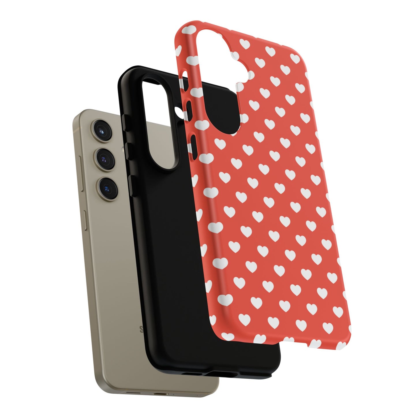 White Hearts on Red Samsung Case