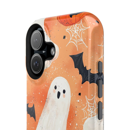 Spooky Cute Ghost MagSafe iPhone Case – Halloween Ghosts, Pumpkins, Bats & Cobwebs Design