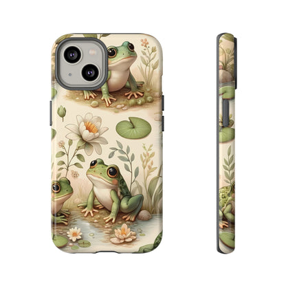 Cute Frogs Phone Case - Pond Pals Frolic - Charming Frog Lily Pad Phone Case for iPhone, Google & Samsung! Great Gift For Any Frog Lover!