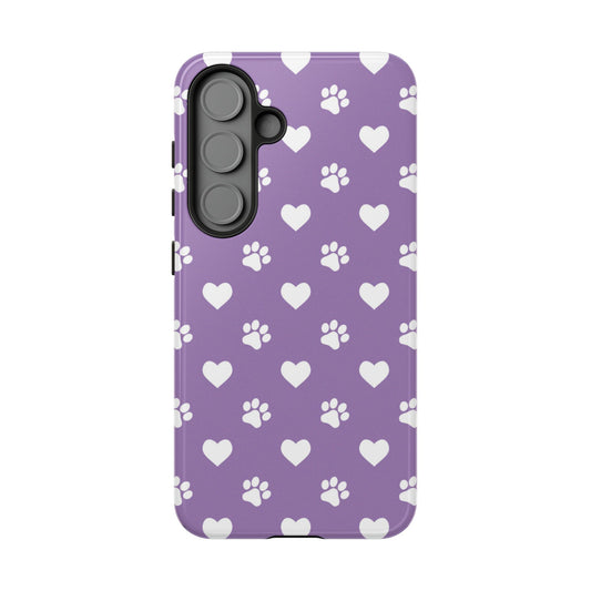 Lavender Paw Prints & Hearts Design - Adorable Pet Lover Samsung Galaxy Case