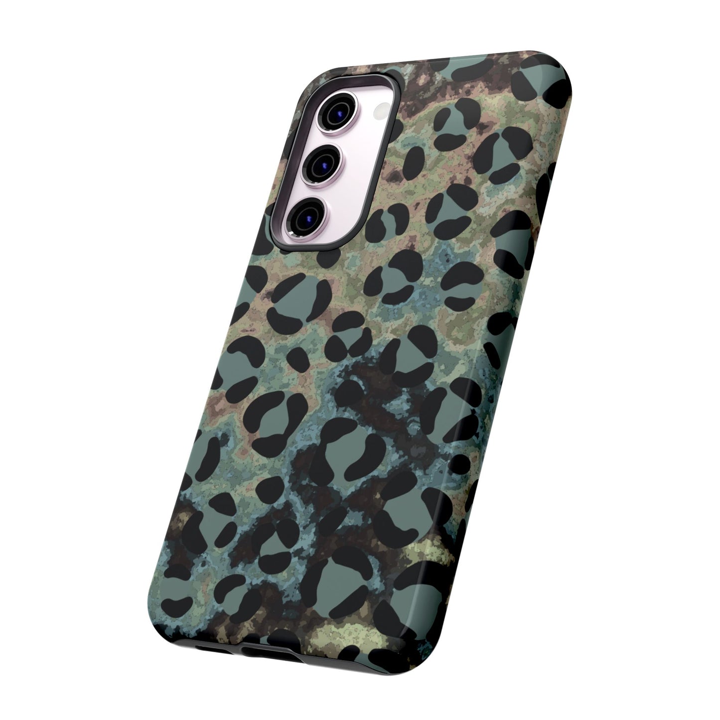 Moody Watercolor Leopard Print Tough Samsung Galaxy Case – Earthy Abstract Pattern with Dual-Layer Protection