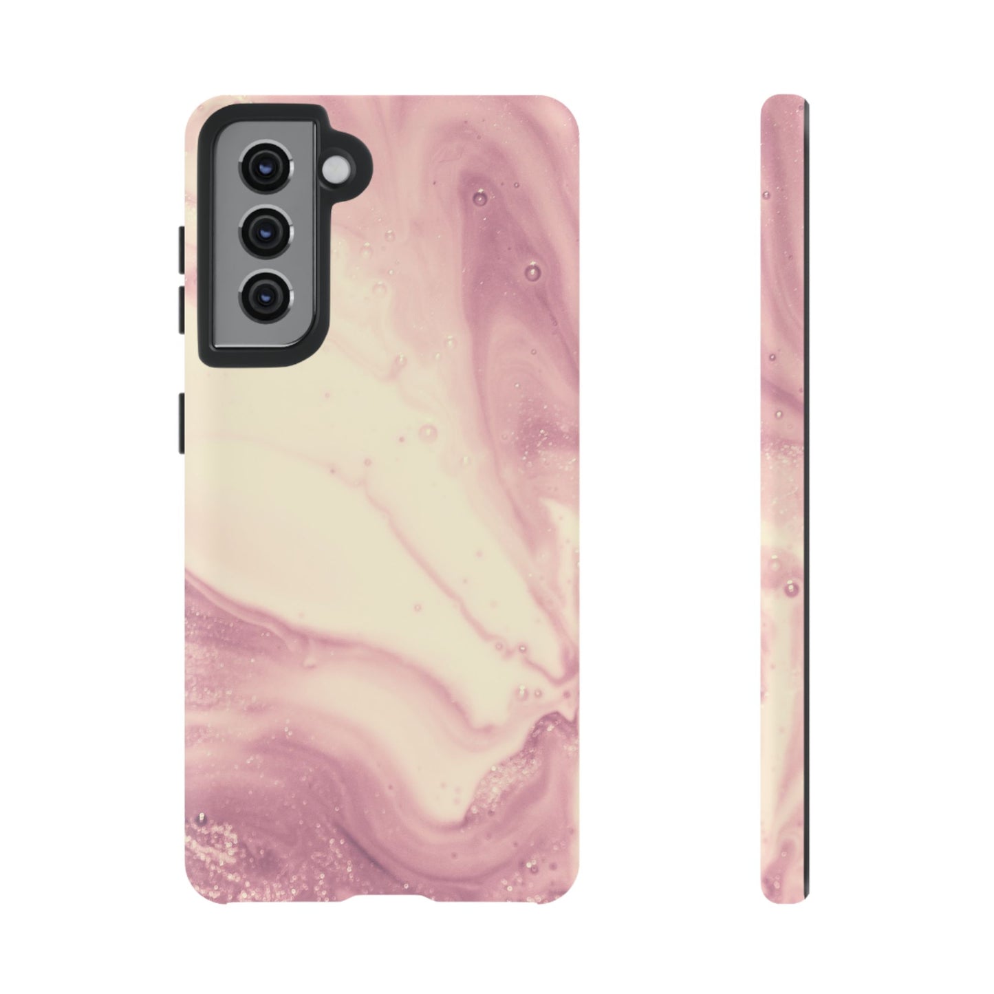 Blush Marble Glow – Samsung Galaxy Case with Rose Gold Swirl Design