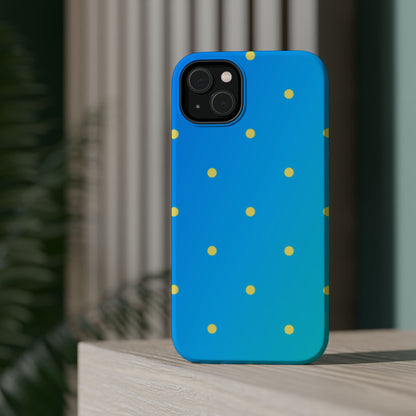 Blue Ocean Gradient Polka Dots MagSafe iPhone Case – Shockproof, Smooth Matte Finish, Dual-Layer Design