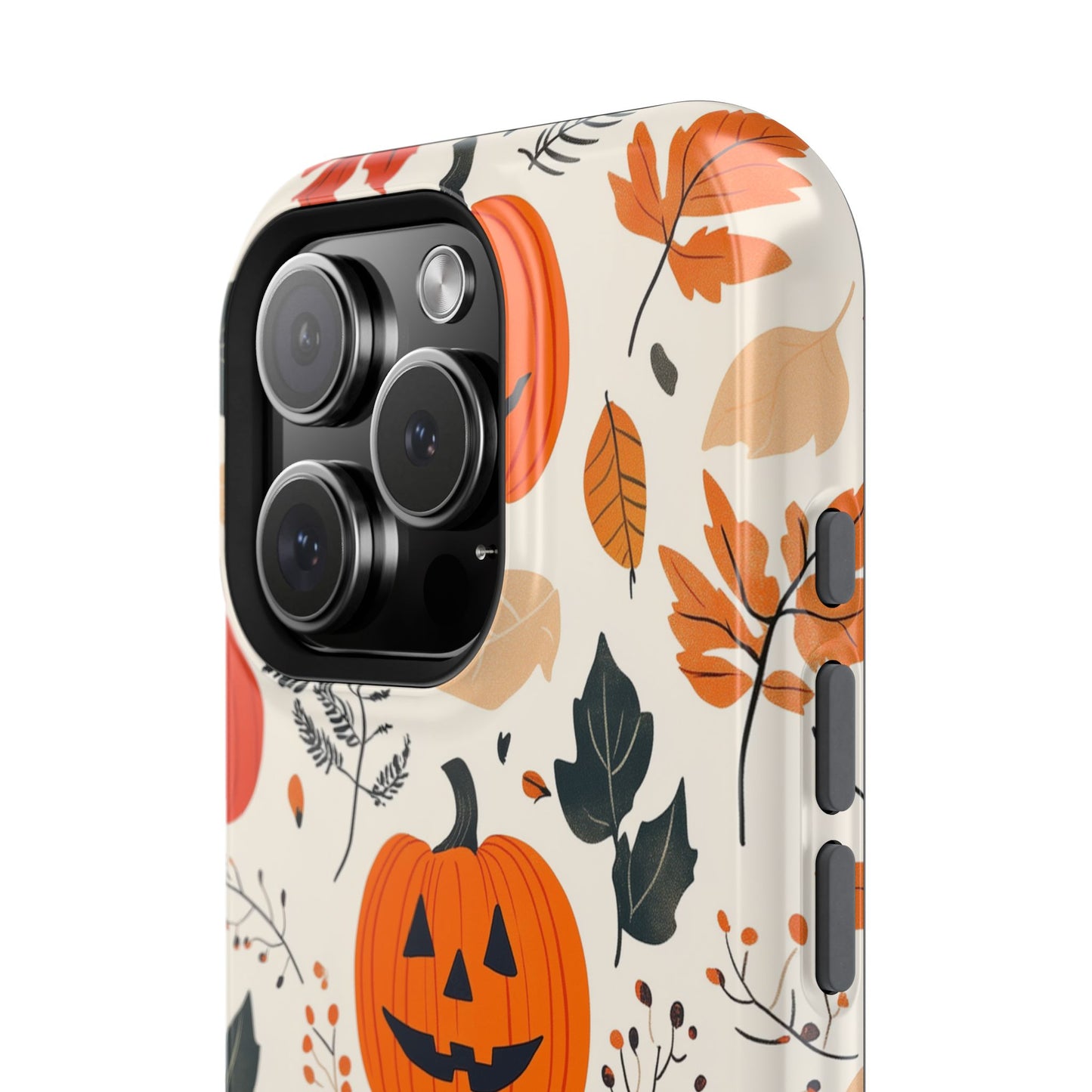 Spooky Pumpkin & Skeleton MagSafe iPhone Case – Halloween Jack-O'-Lantern Design