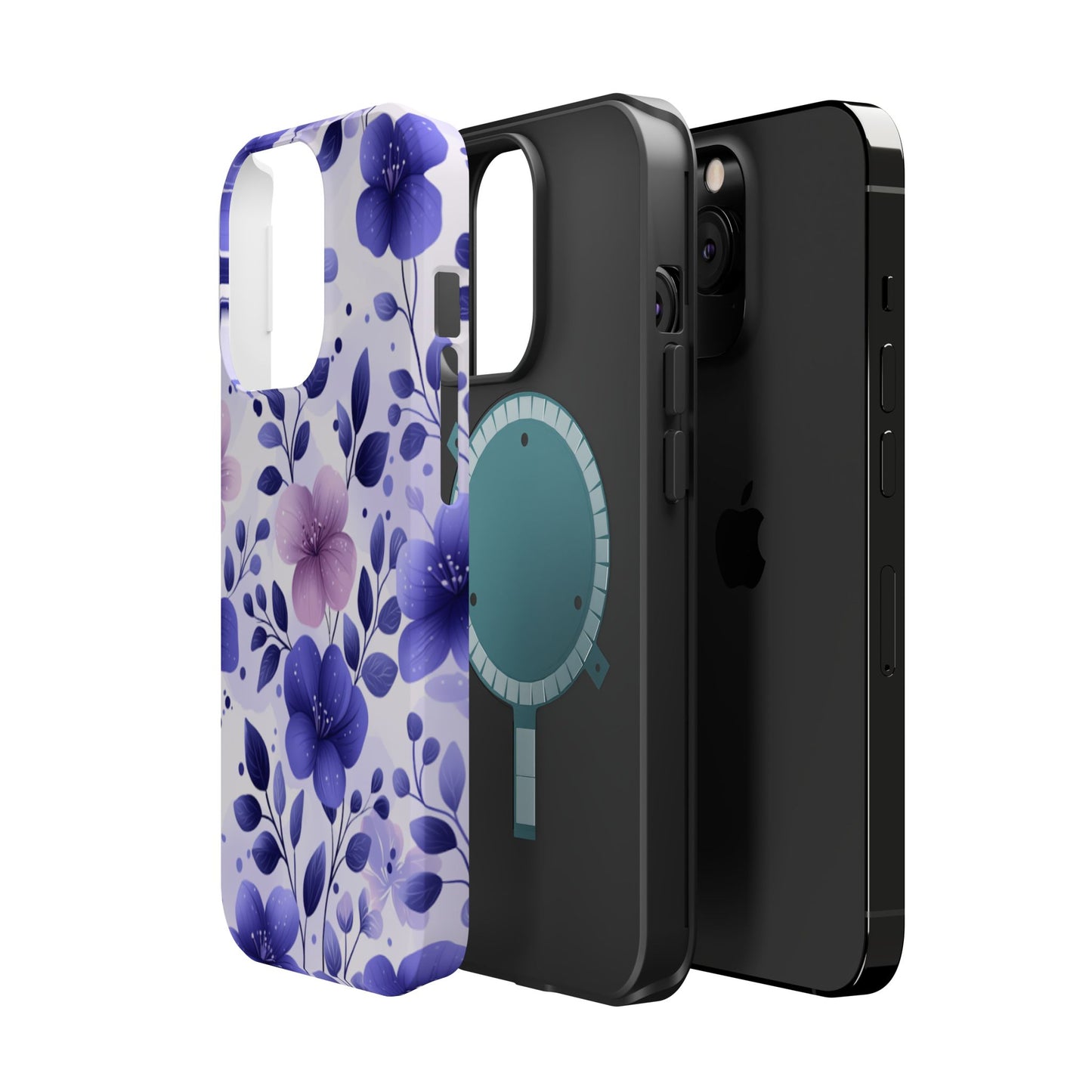 Purple Floral MagSafe iPhone Case – Durable Protection with Elegant Flower Design