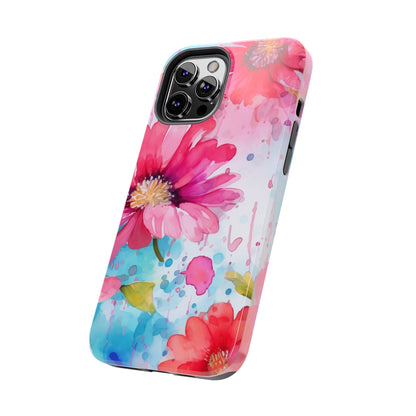 Vibrant Watercolor Red & Pink Floral - iPhone Case