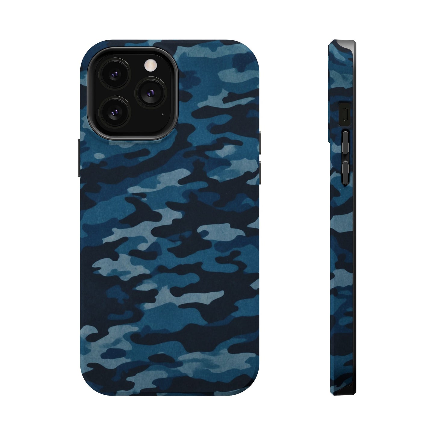 Dark Blue Camouflage – MagSafe iPhone Case with Modern Rugged Style